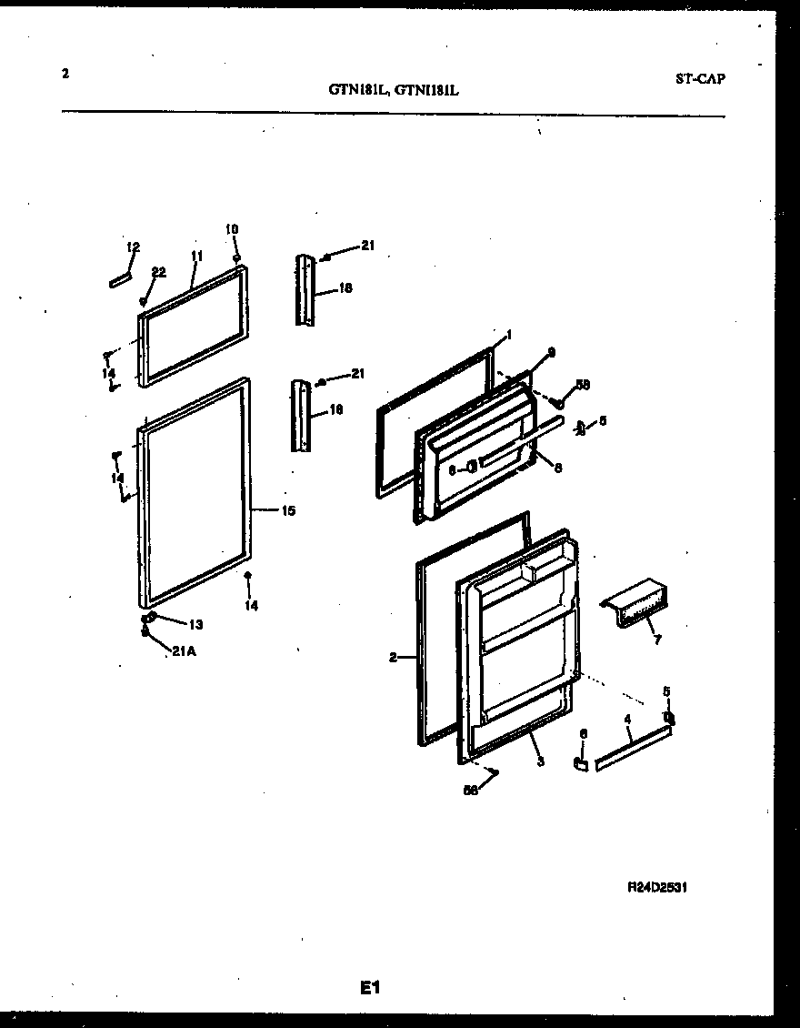 Kelvinator GTN181BL0 door parts diagram