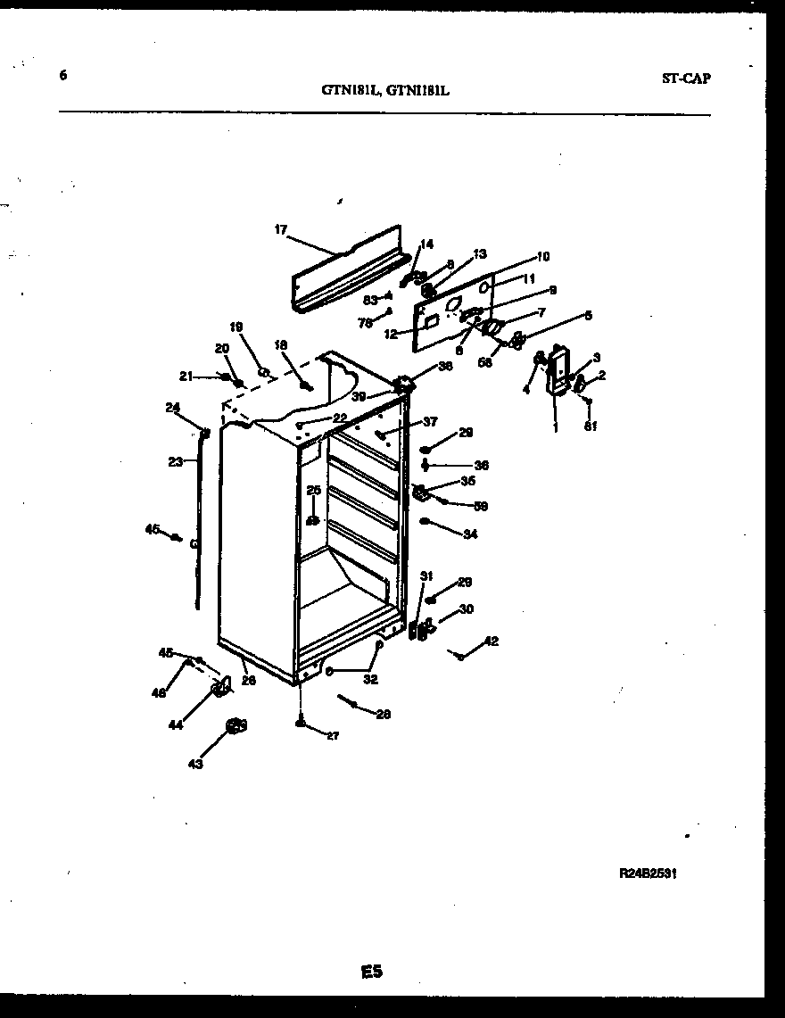 Kelvinator GTN181BL0 cabinet parts diagram