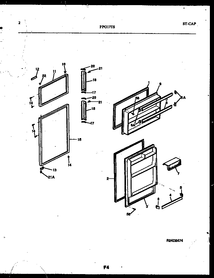 Frigidaire FPG17TSW0 door parts diagram