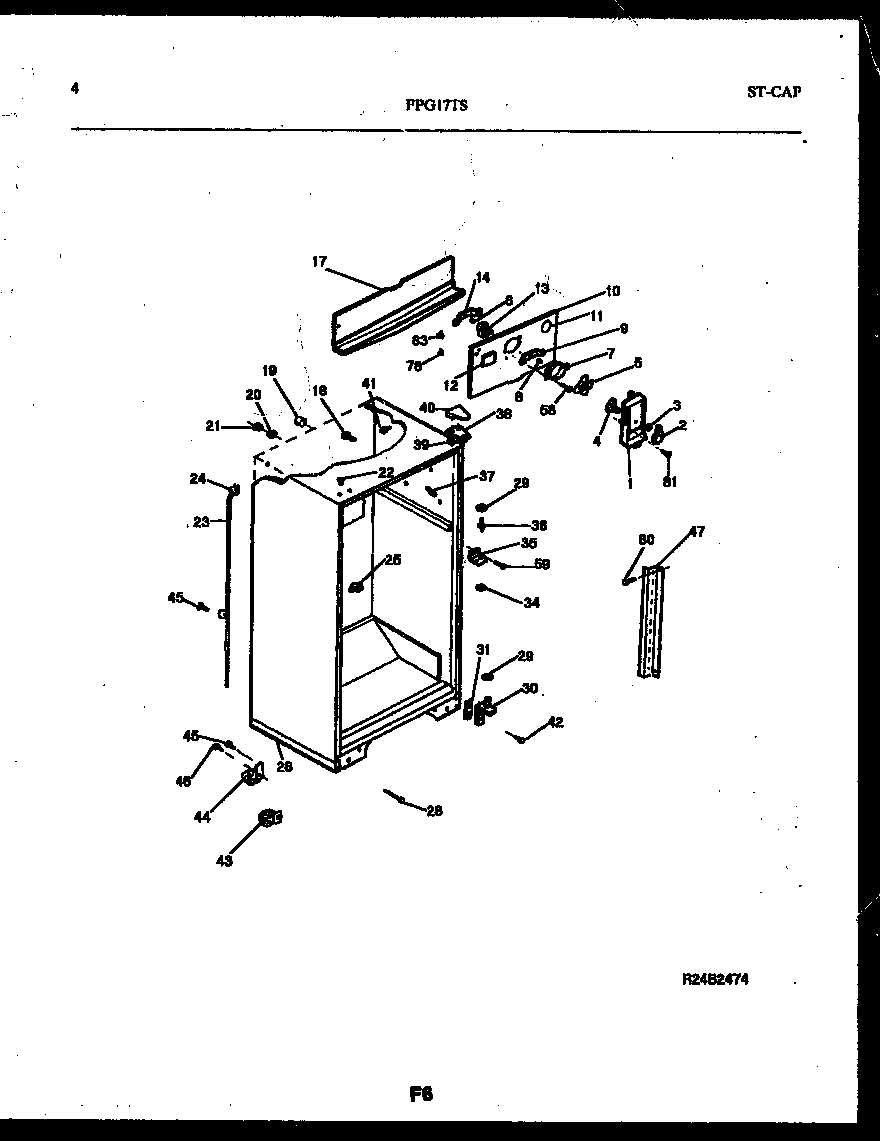 Frigidaire FPG17TSW0 cabinet parts diagram
