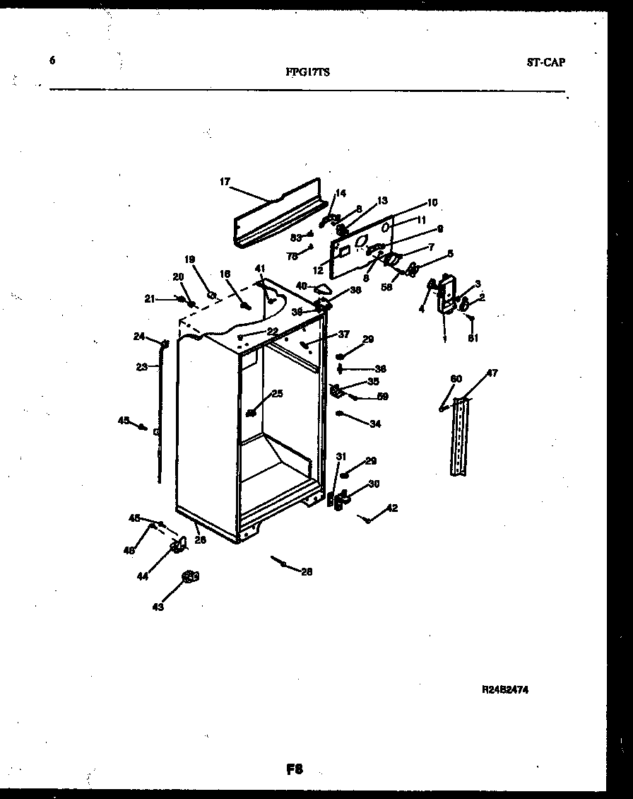 Frigidaire FPG17TSW0 cabinet parts diagram