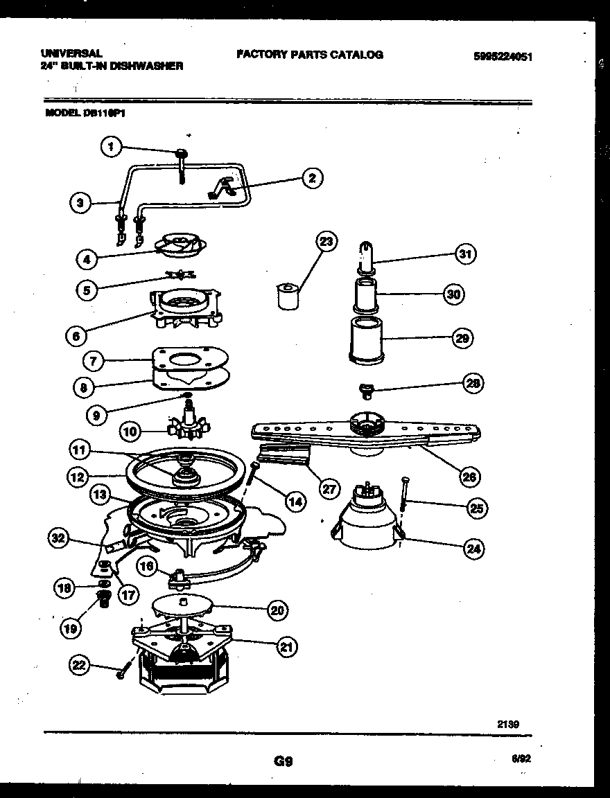 Tappan DB110PW1 motor pump parts diagram