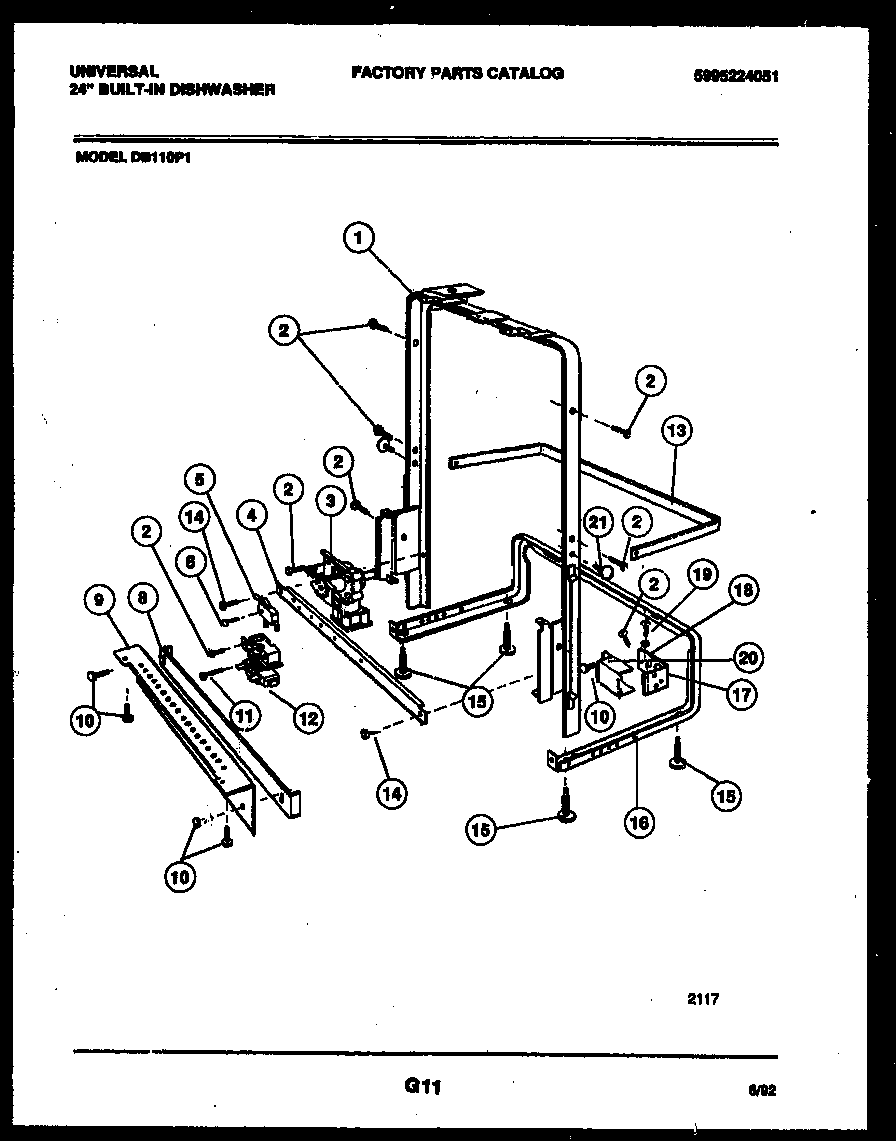 Tappan DB110PW1 power dry and motor parts diagram