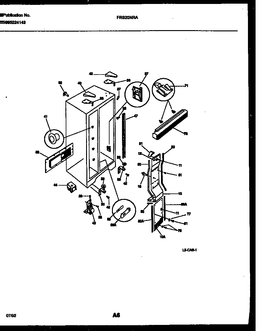 Frigidaire FRS20NRAW0 cabinet parts diagram