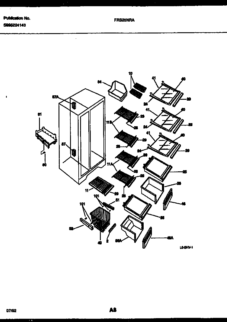 Frigidaire FRS20NRAW0 shelves and supports diagram