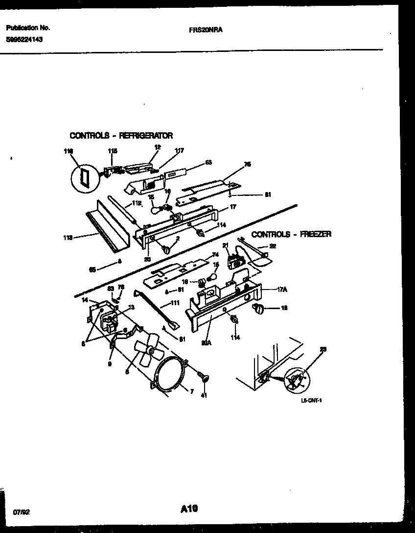 Frigidaire FRS20NRAW0 refrigerator control assembly, damper control assembly and f diagram