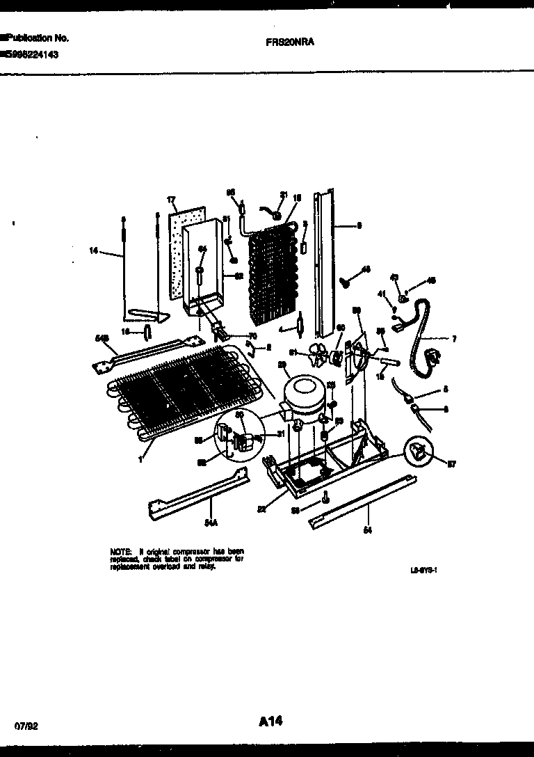 Frigidaire FRS20NRAW0 system and automatic defrost parts diagram