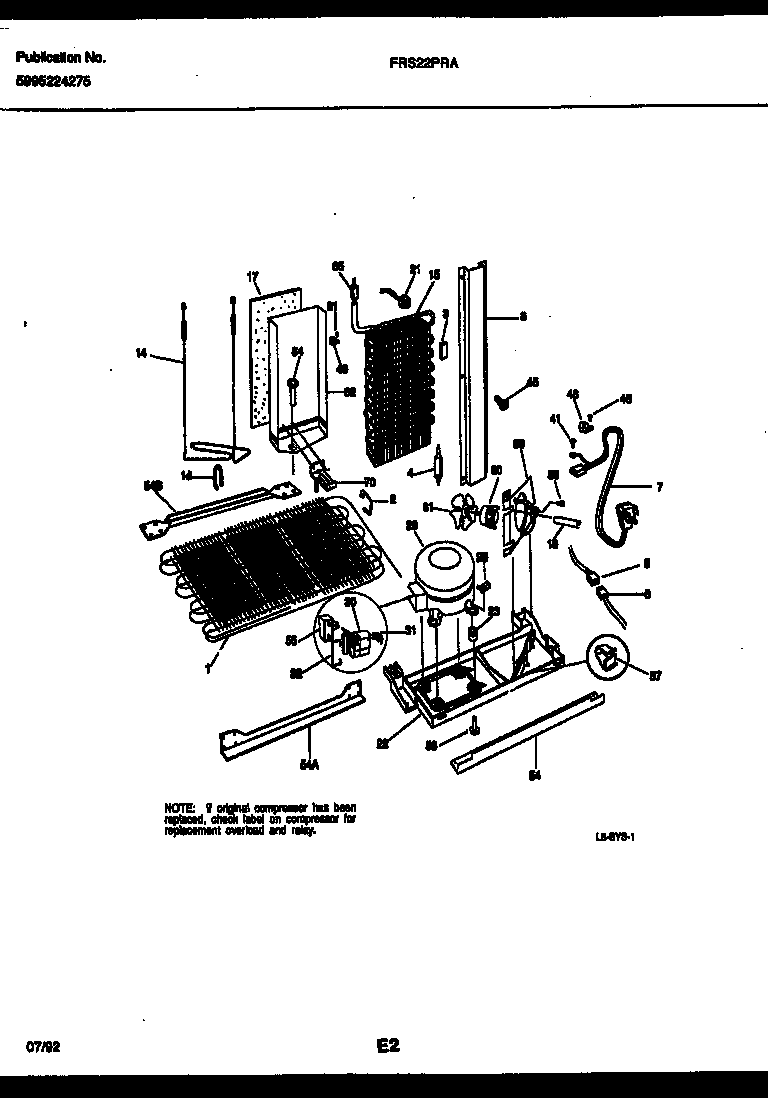 Frigidaire FRS22PRAW0 system and automatic defrost parts diagram