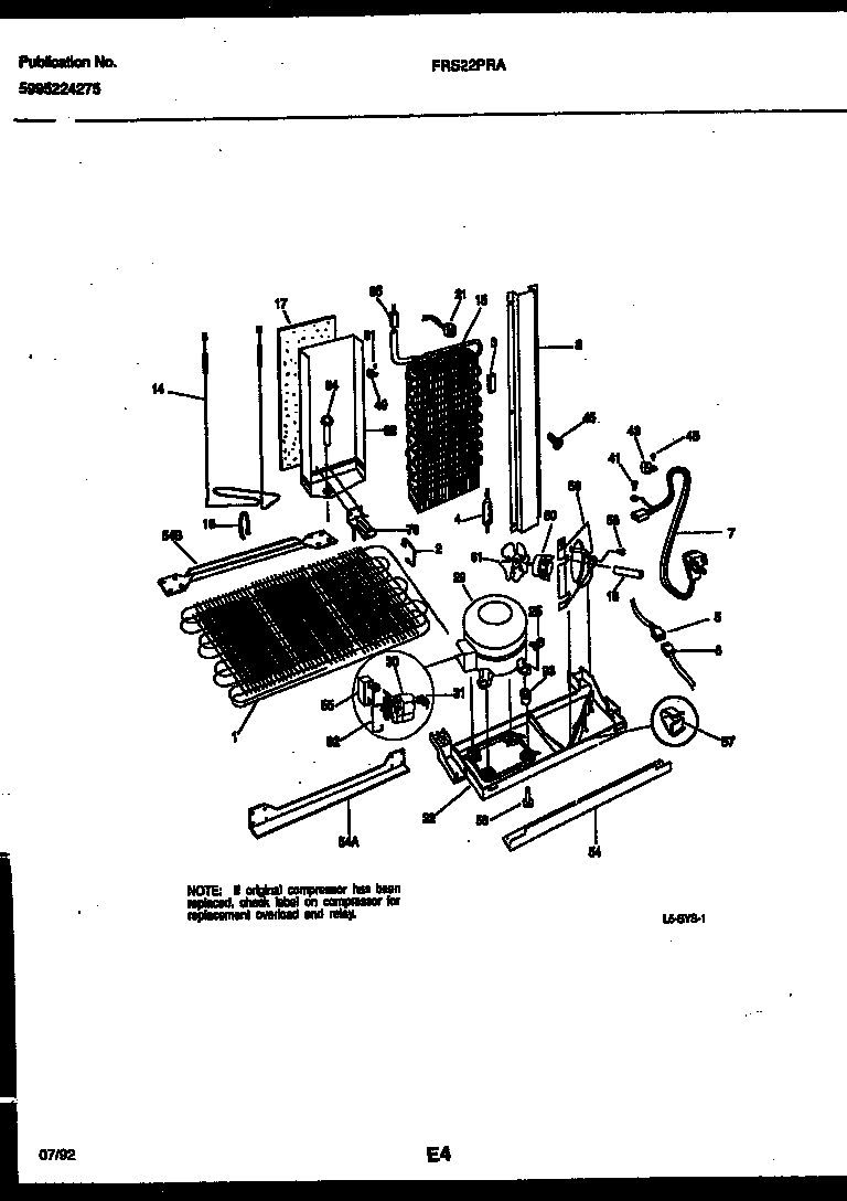 Frigidaire FRS22PRAW0 system and automatic defrost parts diagram