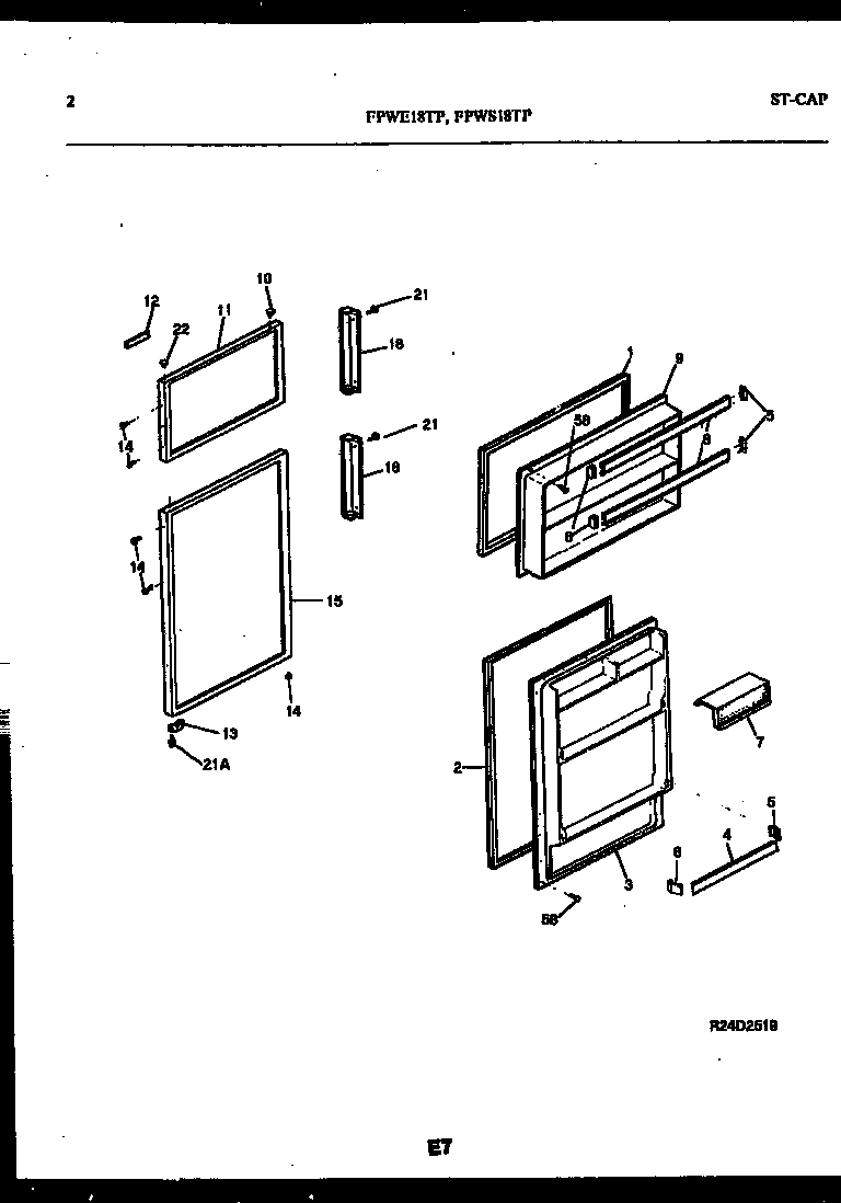 Frigidaire FPWE18TPL0 door parts diagram