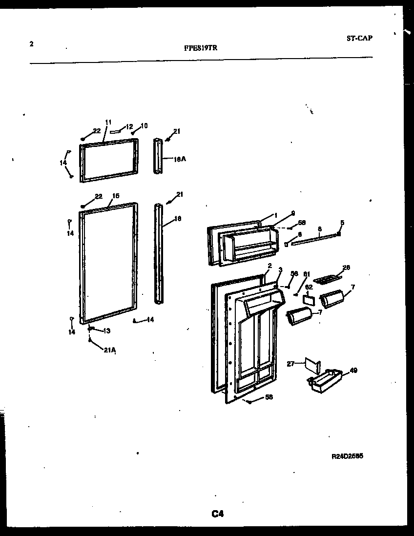 Frigidaire FPES19TRW1 door parts diagram