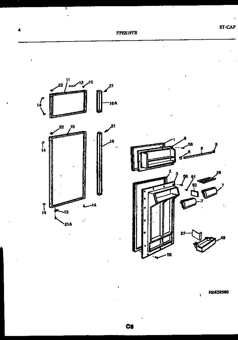 Frigidaire FPES19TRW1 door parts diagram