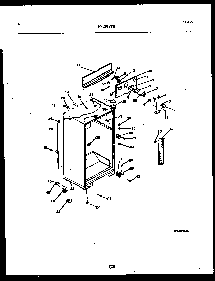Frigidaire FPES19TRW1 cabinet parts diagram