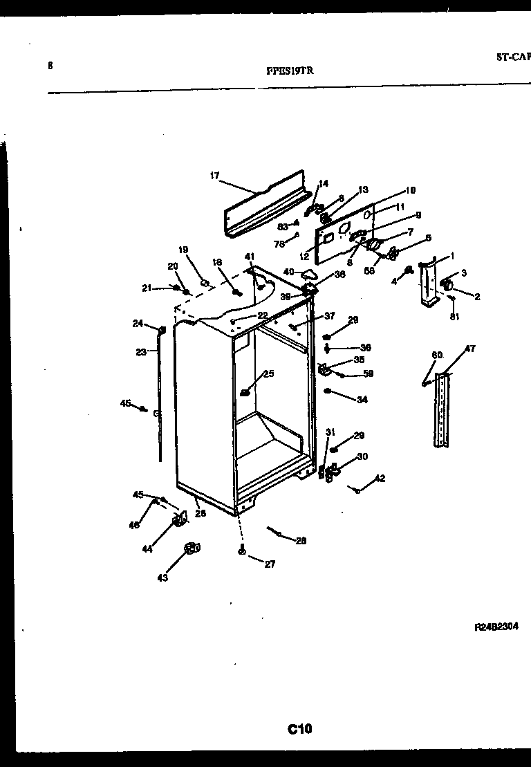 Frigidaire FPES19TRW1 cabinet parts diagram
