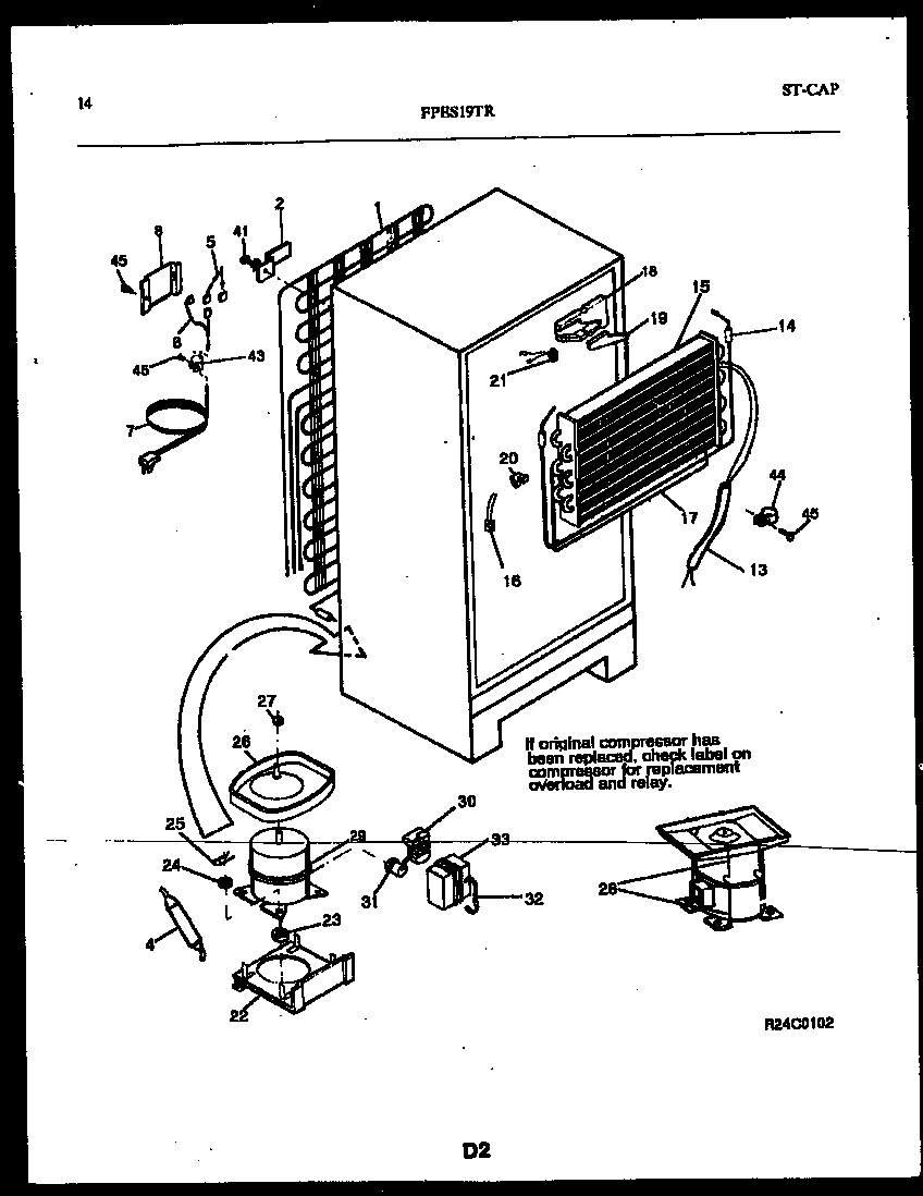 Frigidaire FPES19TRW1 system and automatic defrost parts diagram