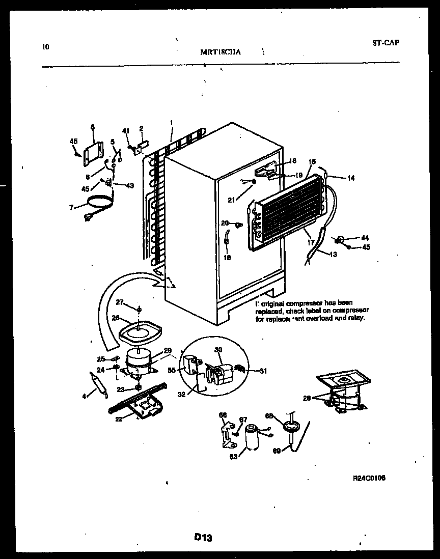 Universal/Multiflex (Frigidaire) MRT18CHAW0 system and automatic defrost parts diagram