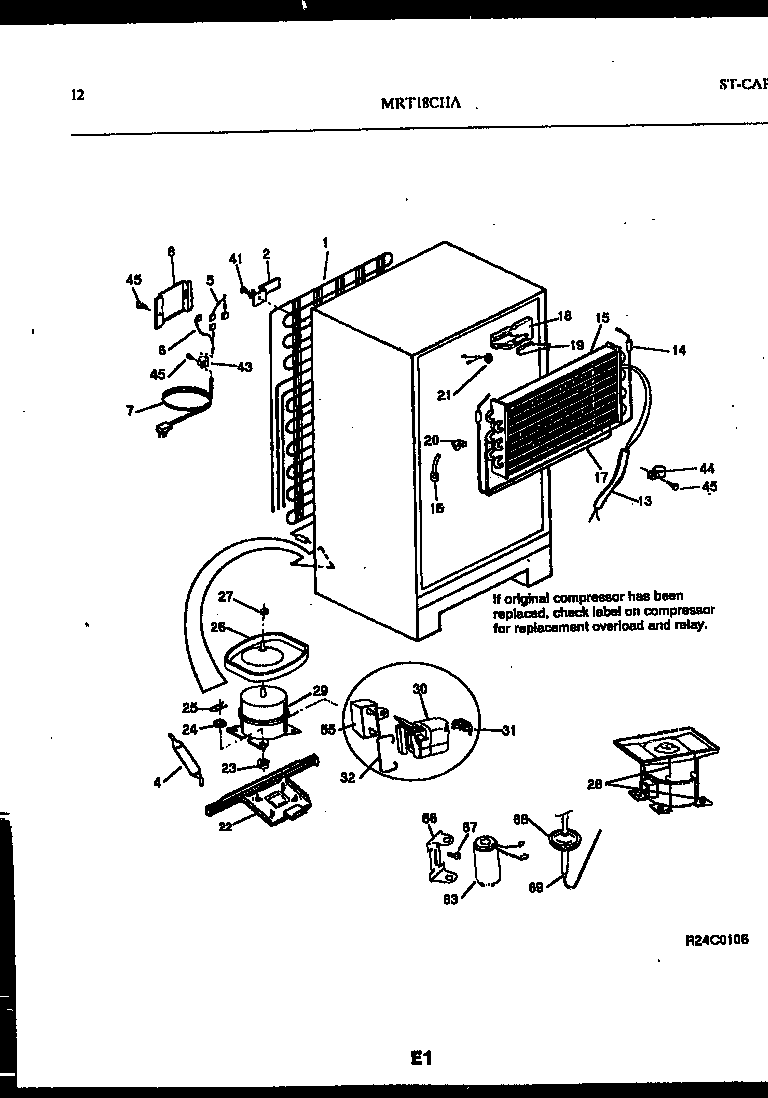 Universal/Multiflex (Frigidaire) MRT18CHAW0 system and automatic defrost parts diagram