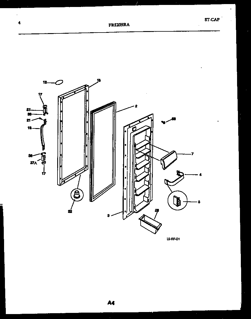 Frigidaire FRS20HRAW0 refrigerator door parts diagram