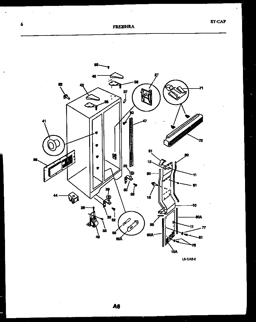 Frigidaire FRS20HRAW0 cabinet parts diagram