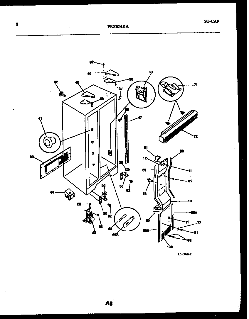 Frigidaire FRS20HRAW0 cabinet parts diagram