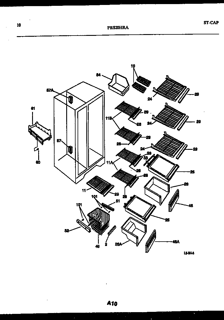 Frigidaire FRS20HRAW0 shelves and supports diagram