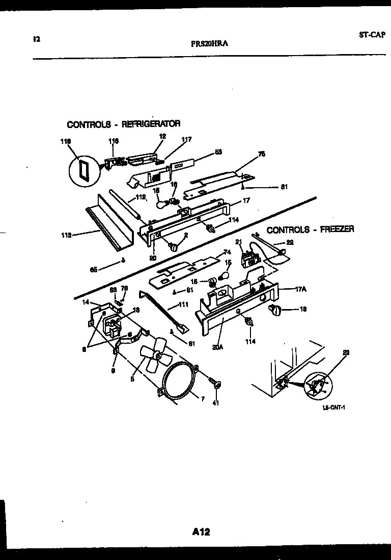 Frigidaire FRS20HRAW0 refrigerator control assembly, damper control assembly and f diagram