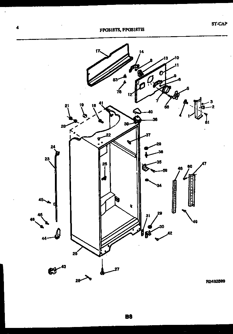 Frigidaire FPGS18TISLW0 cabinet parts diagram