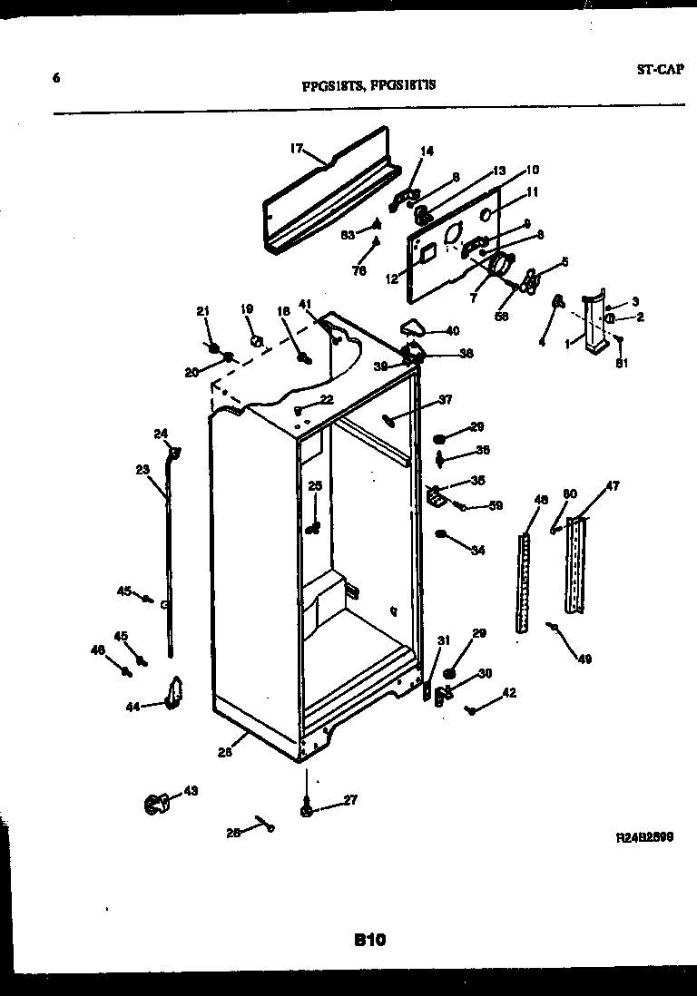 Frigidaire FPGS18TISLW0 cabinet parts diagram