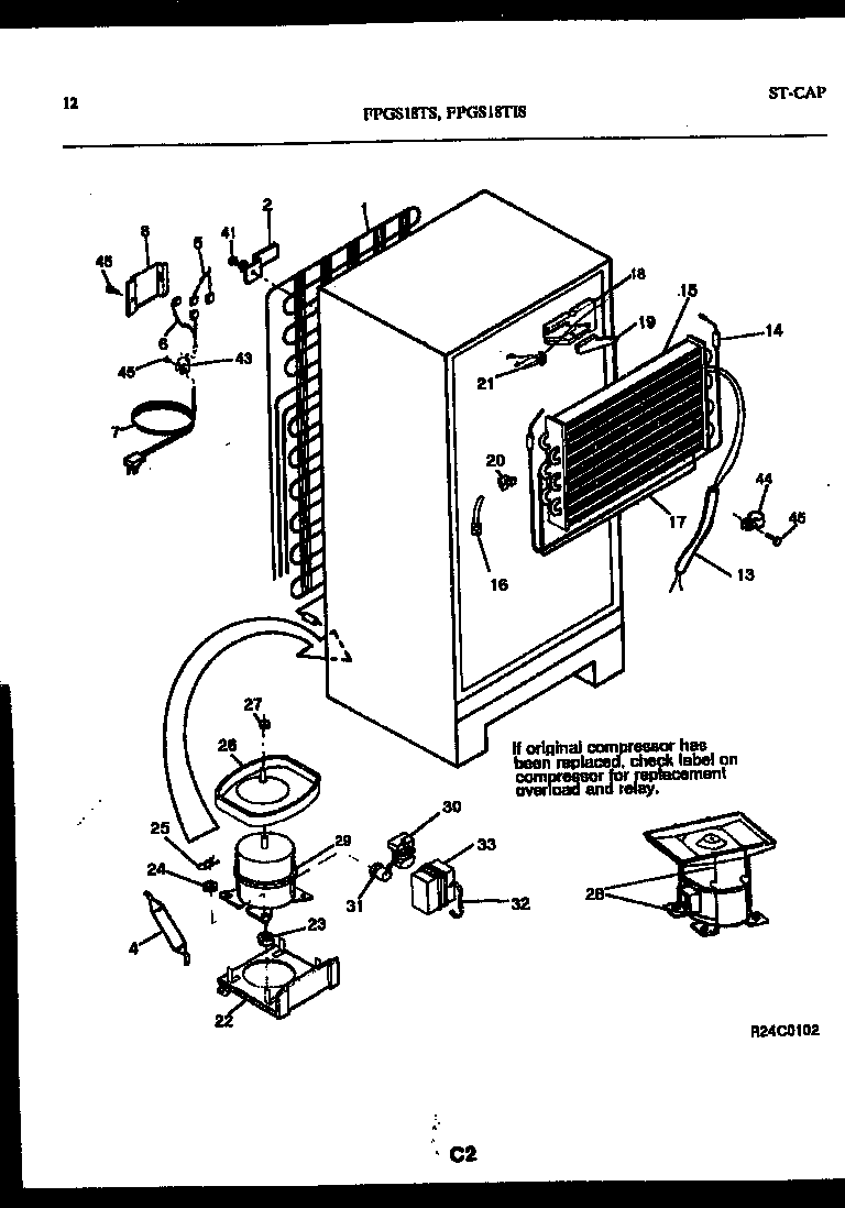 Frigidaire FPGS18TISLW0 system and automatic defrost parts diagram