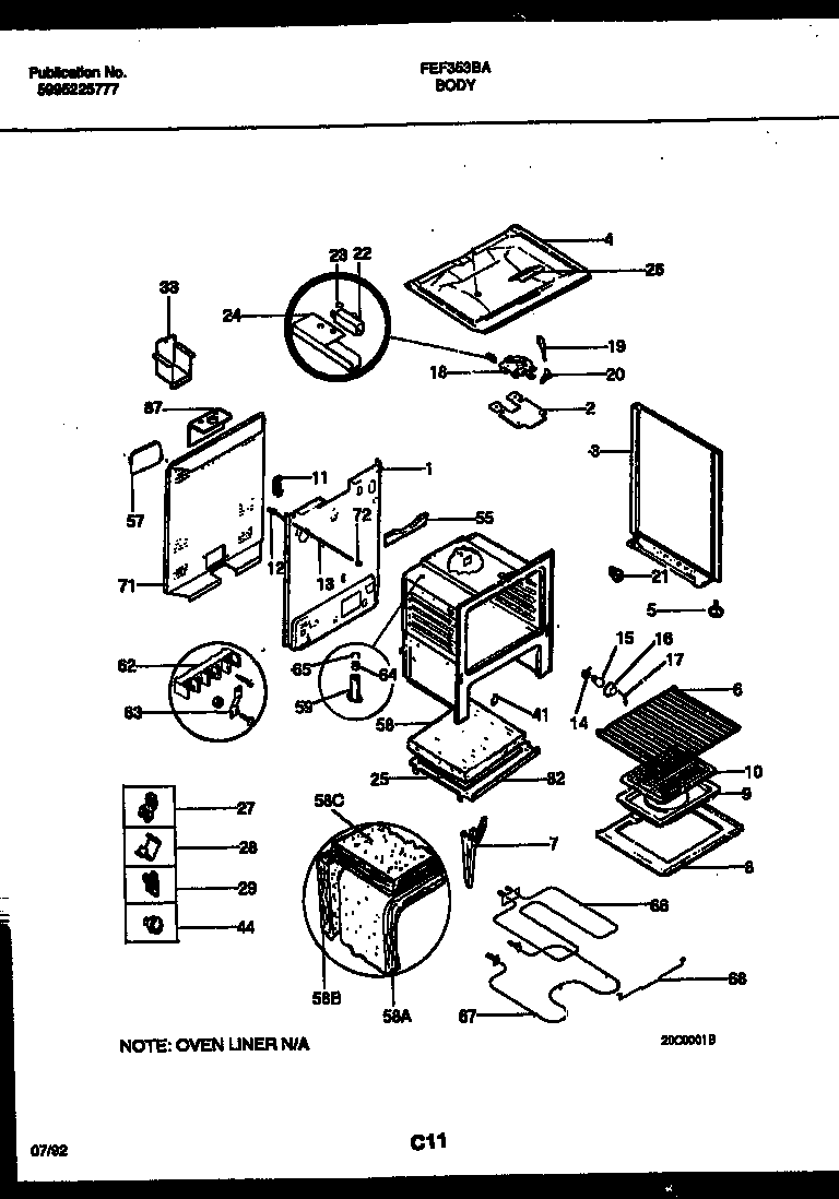 Frigidaire FEF353BADA body parts diagram