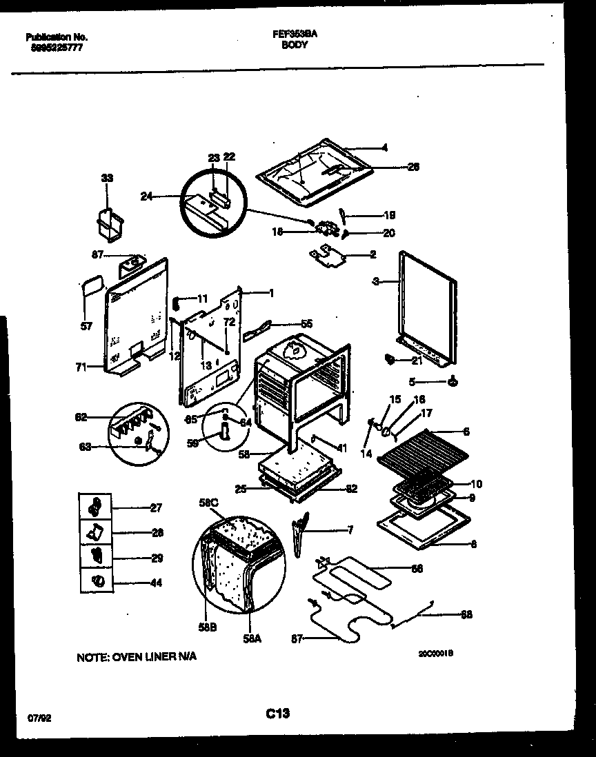 Frigidaire FEF353BADA body parts diagram