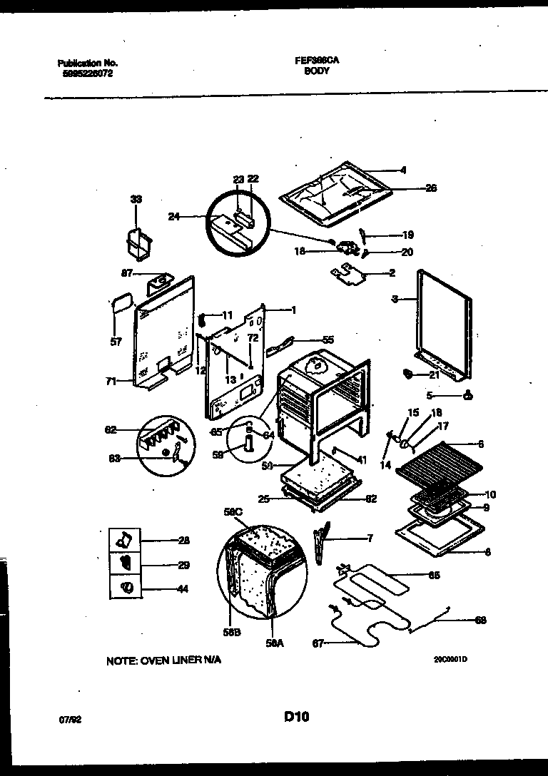 Frigidaire FEF366CASB body parts diagram