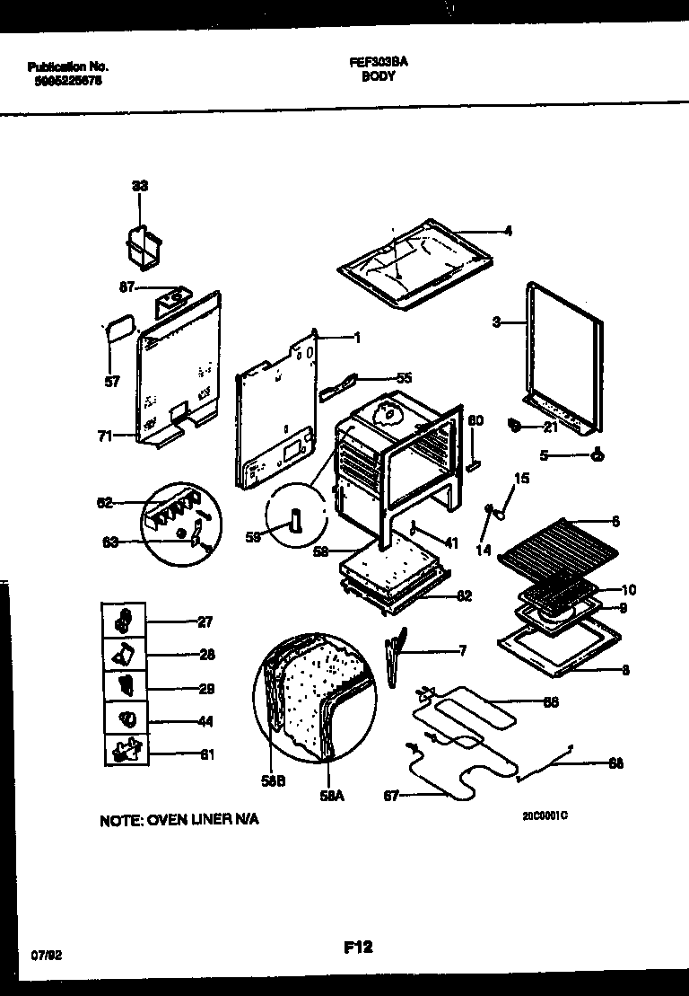 Frigidaire FEF303BADA body parts diagram