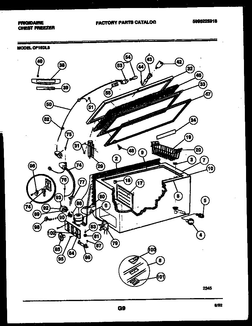 Frigidaire CF16DL8 chest freezer parts diagram
