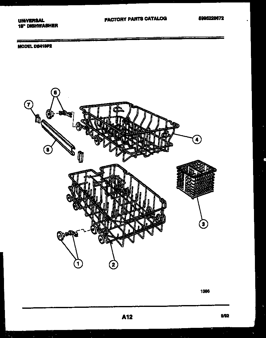 Tappan DB418PW2 racks and trays diagram