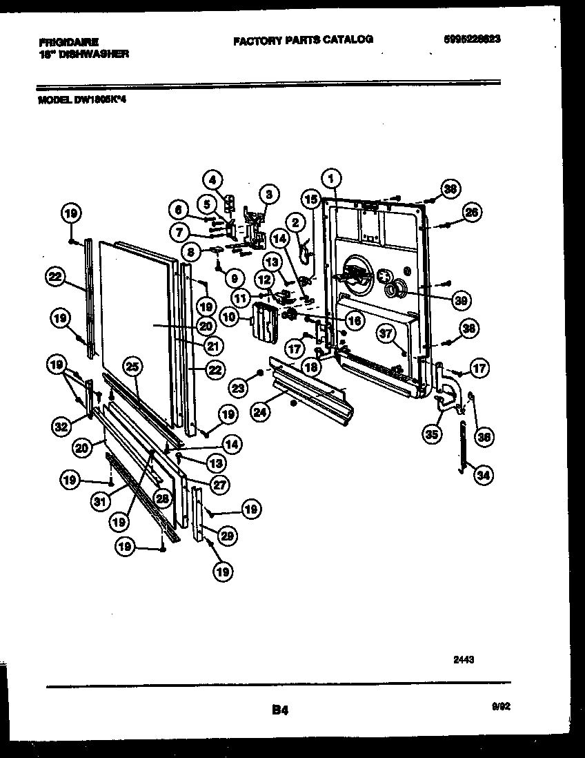 Frigidaire DW1805KW4 door parts diagram
