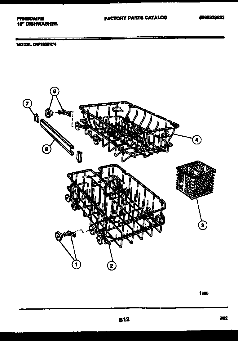 Frigidaire DW1805KW4 racks and trays diagram