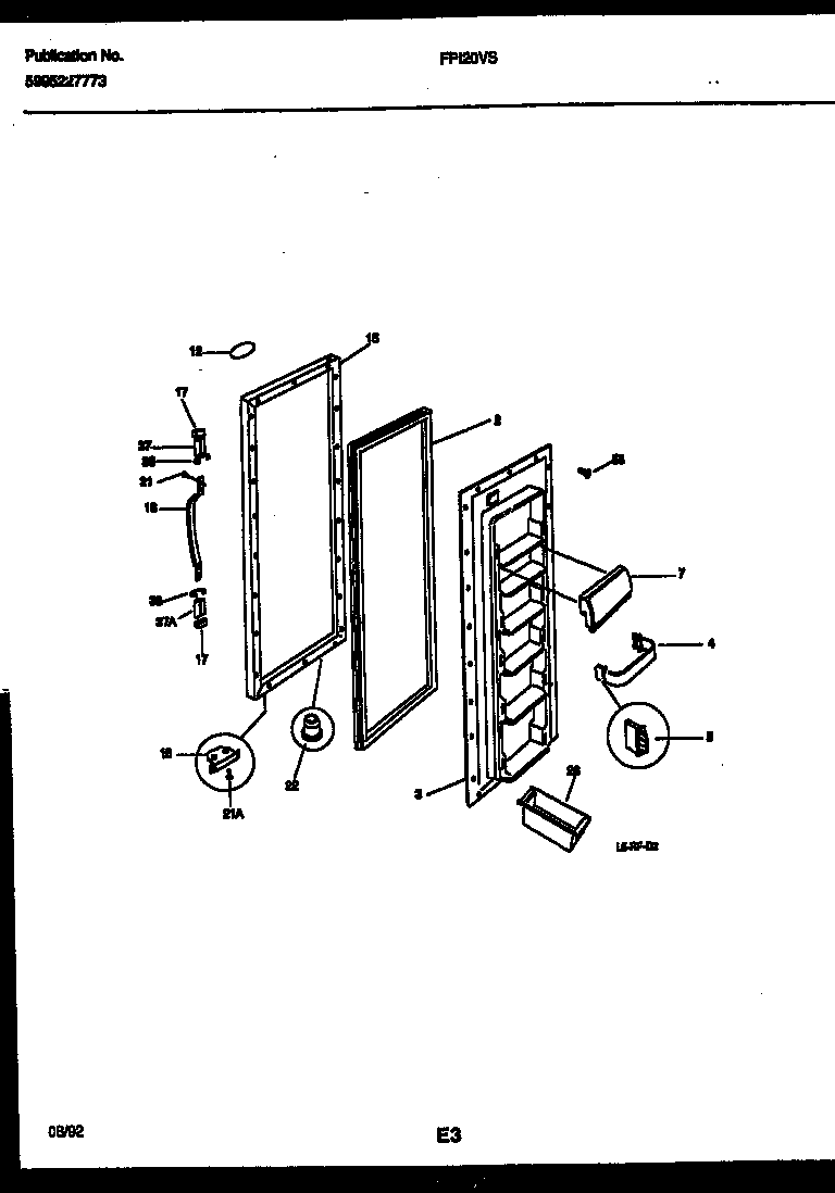 Frigidaire FPI20VSL0 refrigerator door parts diagram