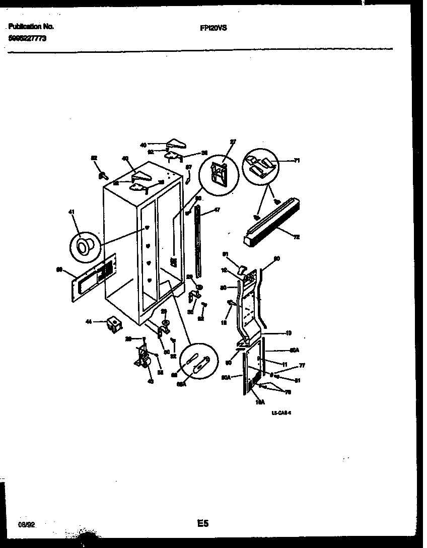 Frigidaire FPI20VSL0 cabinet parts diagram