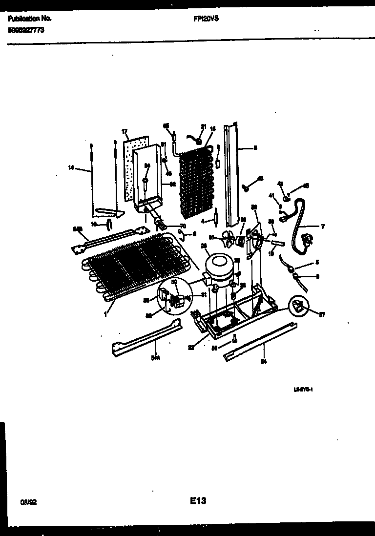 Frigidaire FPI20VSL0 system and automatic defrost parts diagram