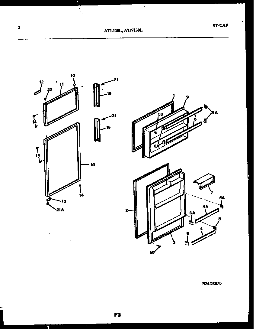 Frigidaire ATL130BL0 door parts diagram