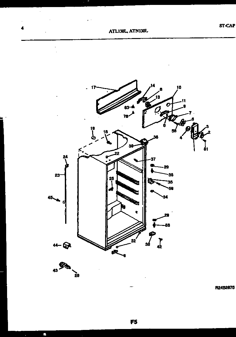 Frigidaire ATL130BL0 cabinet parts diagram