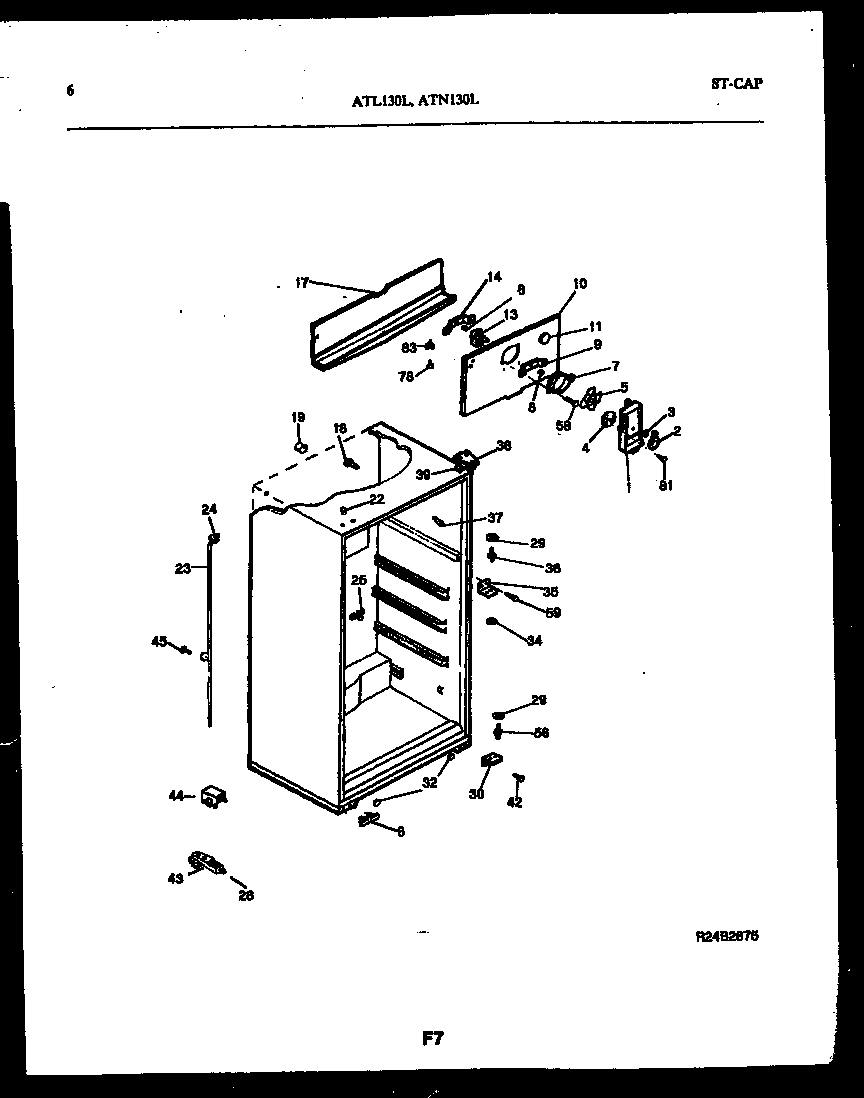 Frigidaire ATL130BL0 cabinet parts diagram