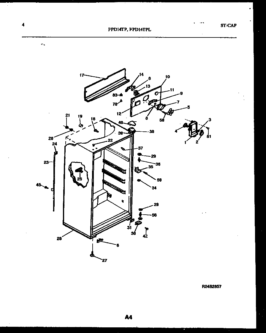 Frigidaire FPD14TPL2 cabinet parts diagram