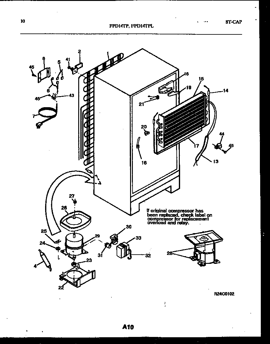 Frigidaire FPD14TPL2 system and automatic defrost parts diagram