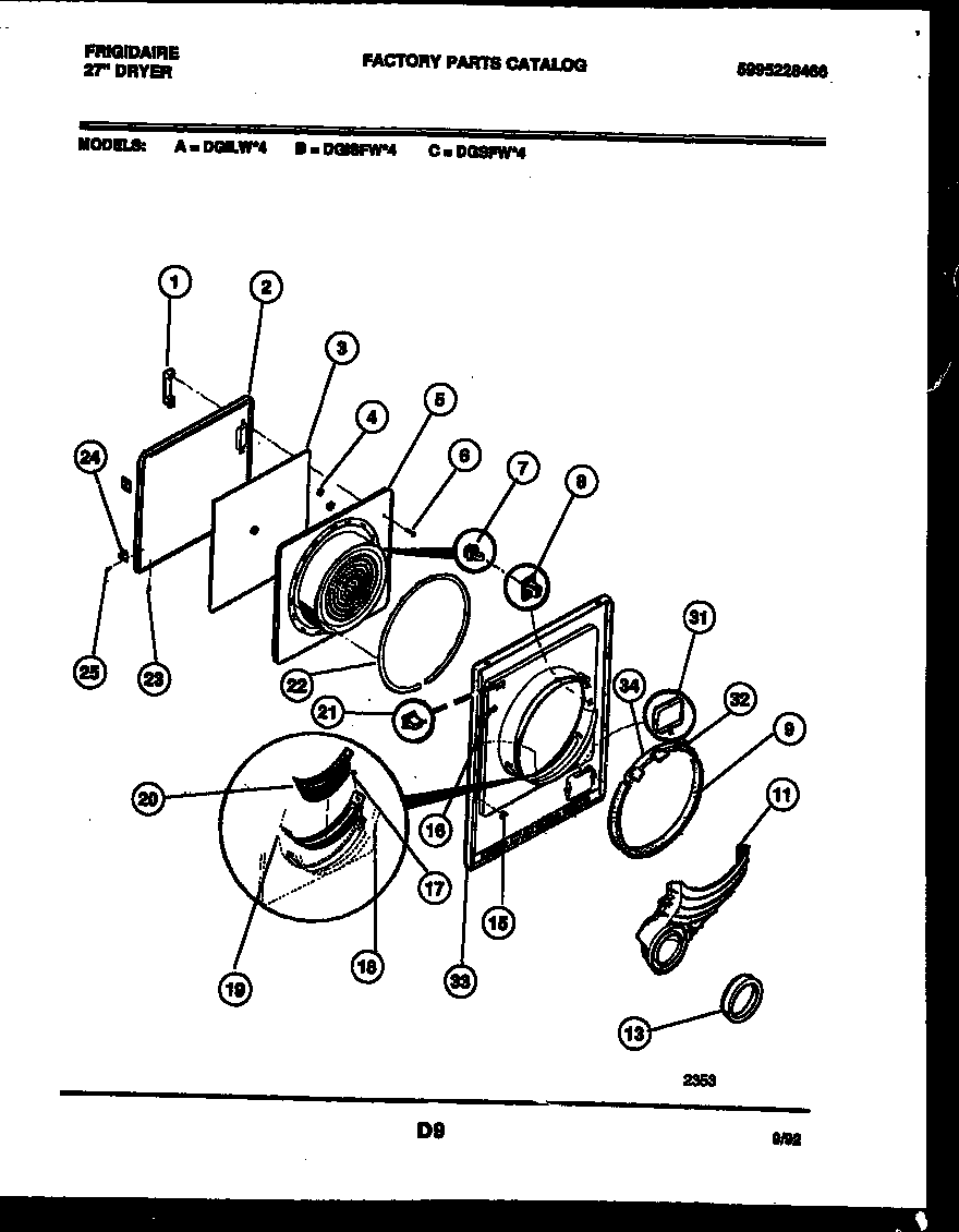 Frigidaire DGILL4 door parts diagram