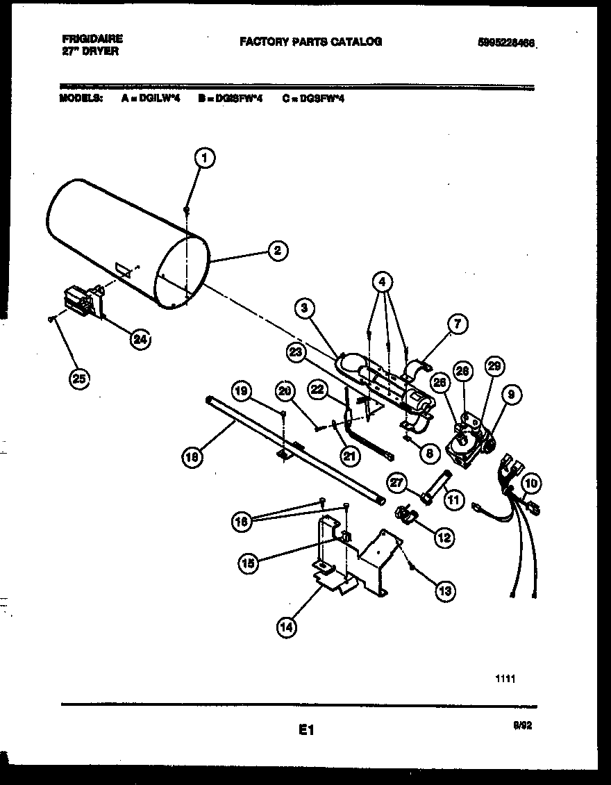 Frigidaire DGILL4 burner, igniter and valve diagram