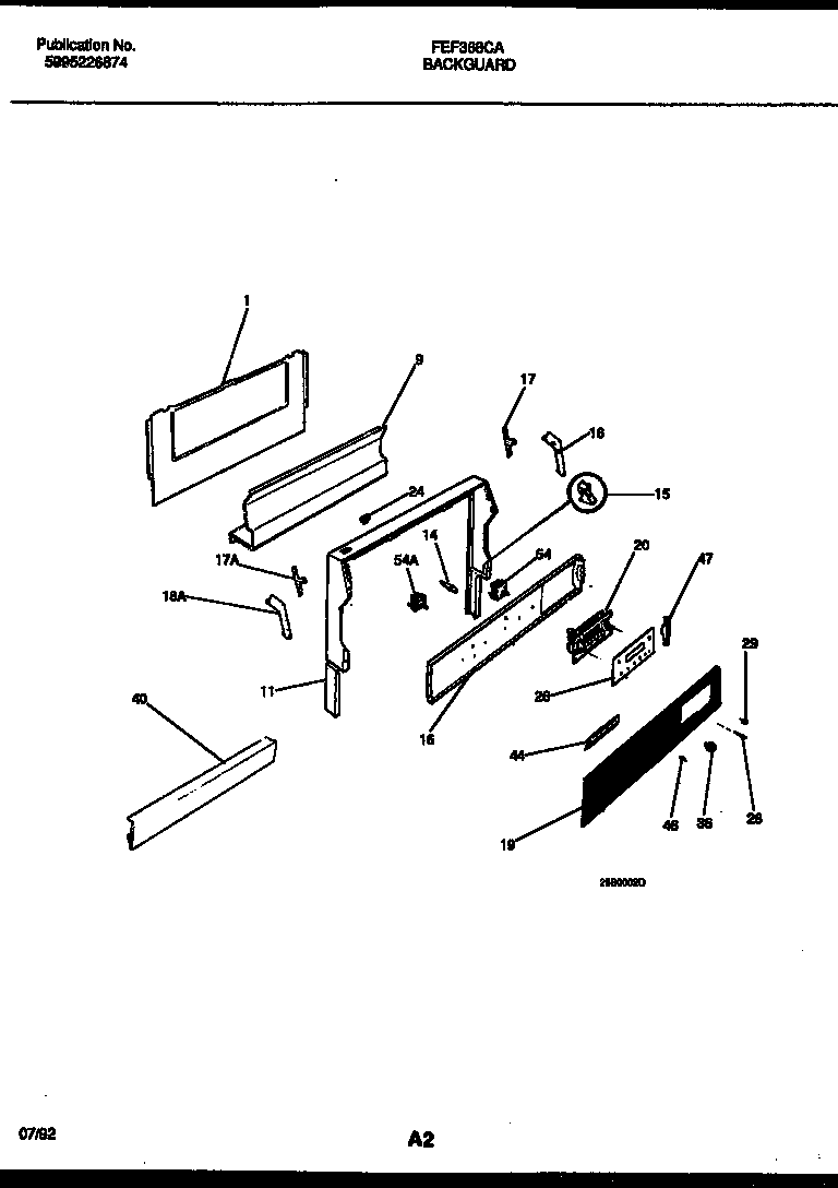 Frigidaire FEF368CASB backguard diagram