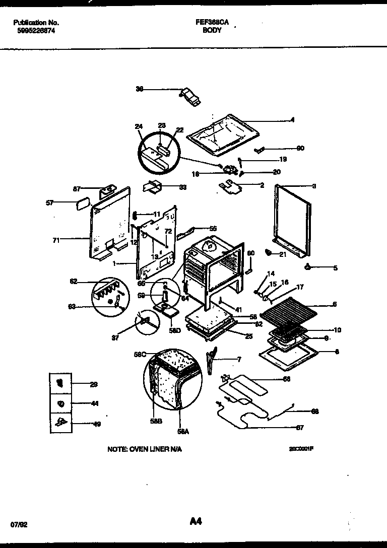 Frigidaire FEF368CASB body parts diagram