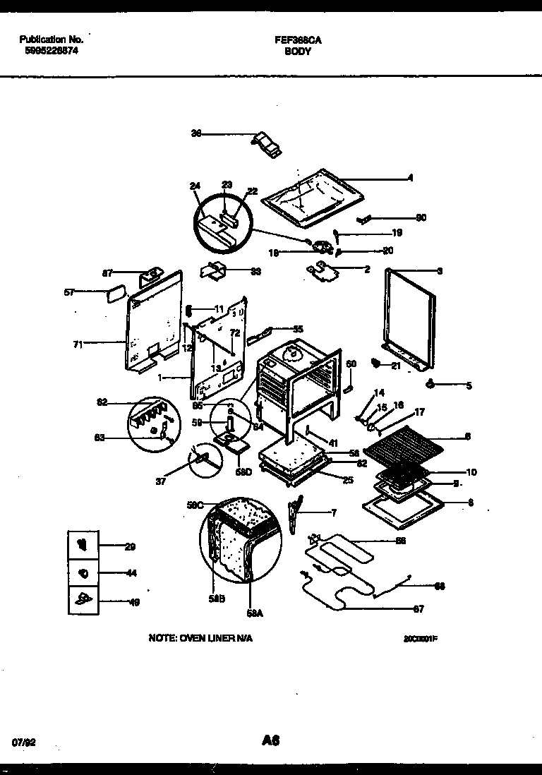 Frigidaire FEF368CASB body parts diagram